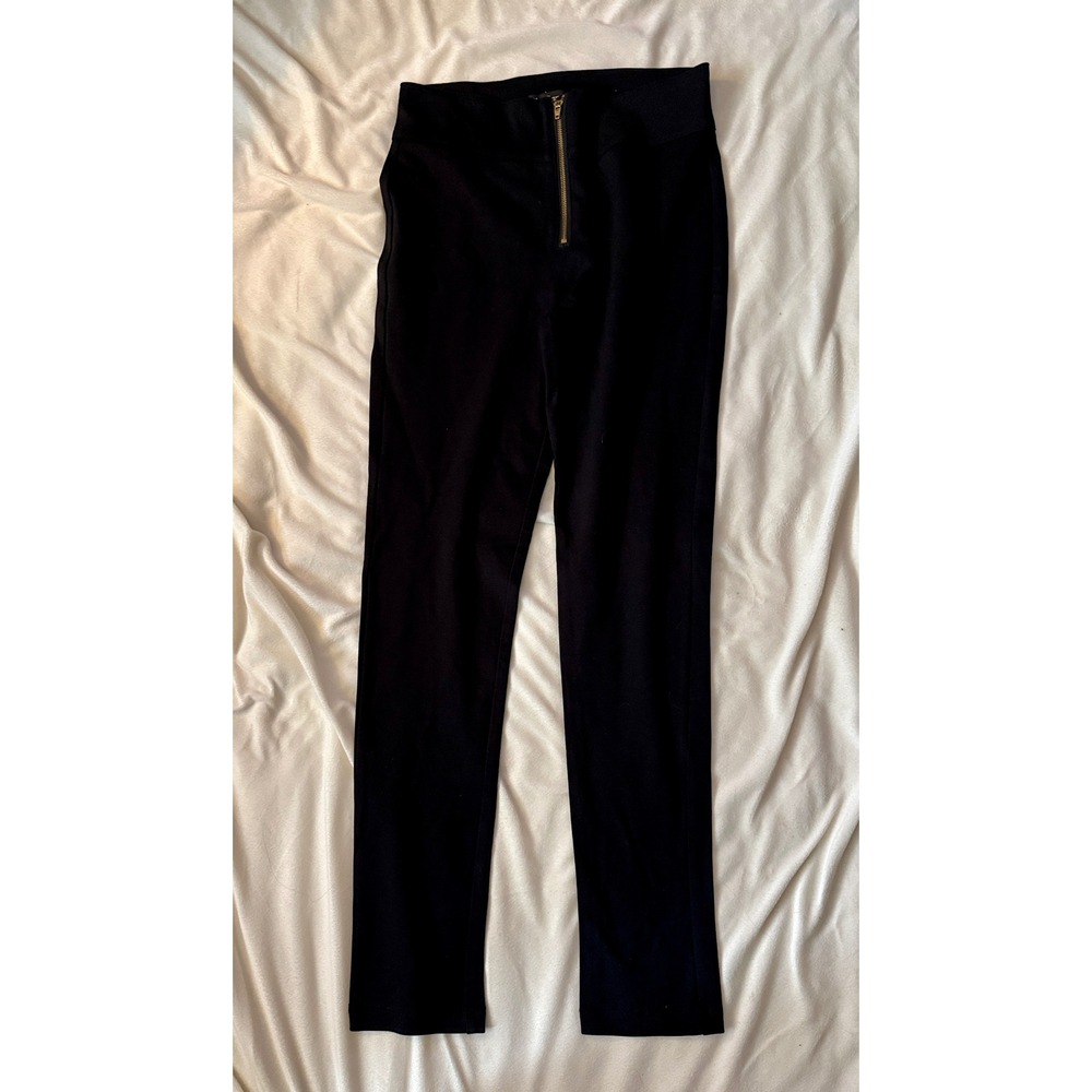 Like an Angel‎ Pants Women Large Black Y2K Exposed Gold Zipper High Rise Slim
